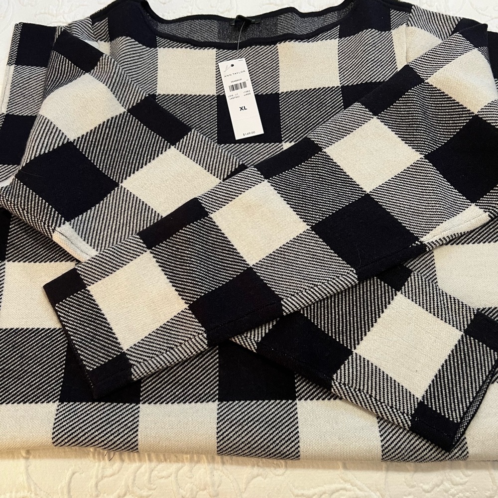 Ann Taylor Buffalo Plaid Sweater Dress - XL